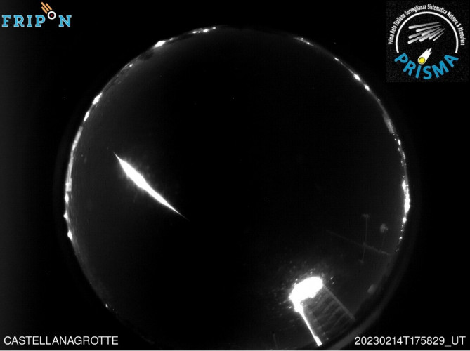 fotografia del bolide dall'osservatorio delle Grotte di Castellana