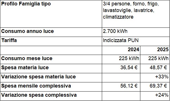 consumo famiglia luce